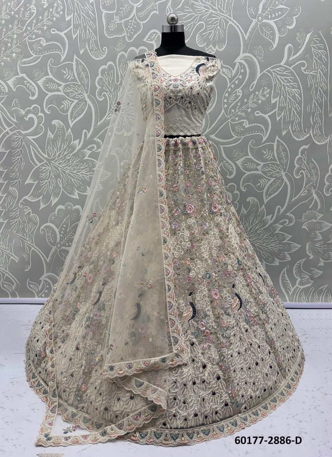 SERIES 2886 - Catalog # 60177 (Set of 22 Semi-Stitched Lehengas) by Brand JAGRAASA