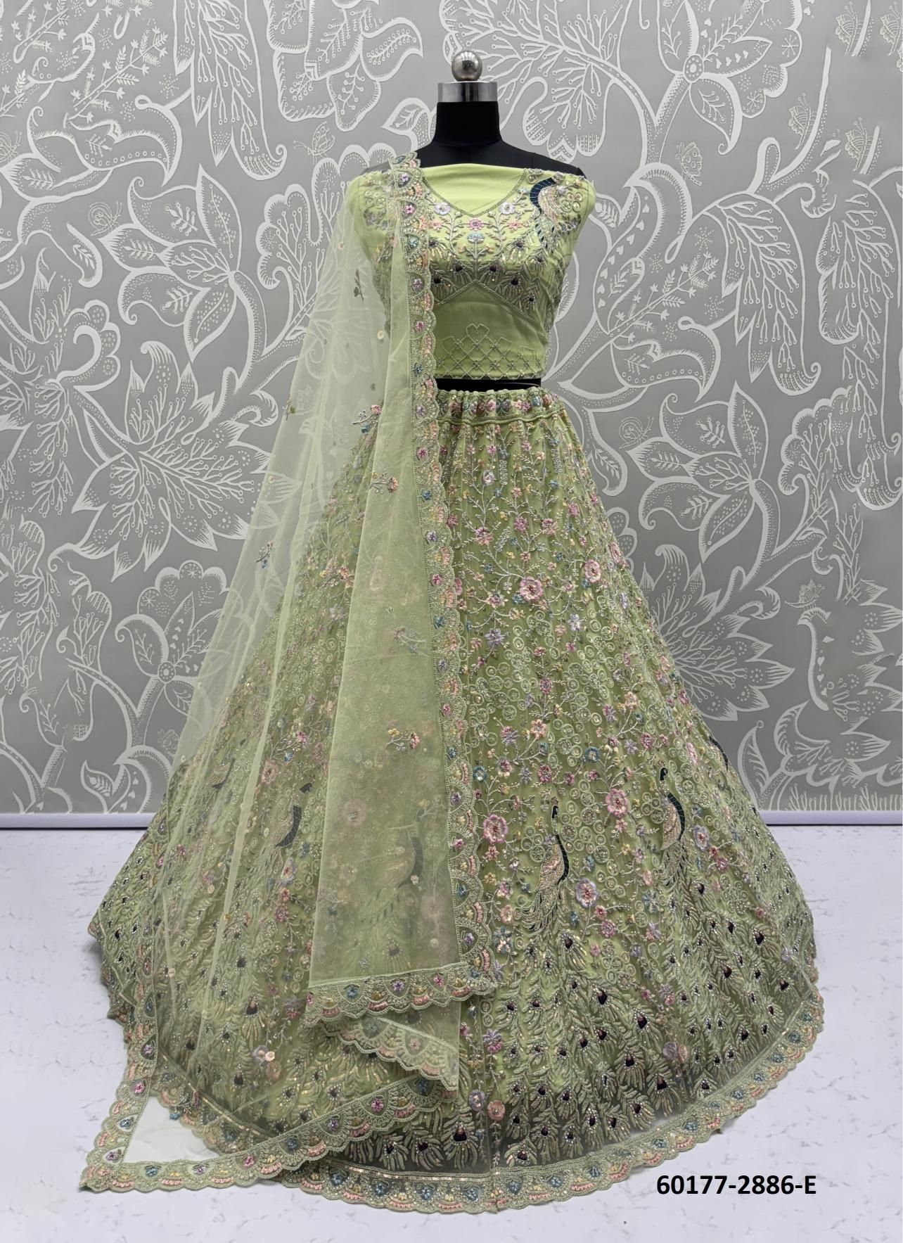 SERIES 2886 - Catalog # 60177 (Set of 22 Semi-Stitched Lehengas) by Brand JAGRAASA