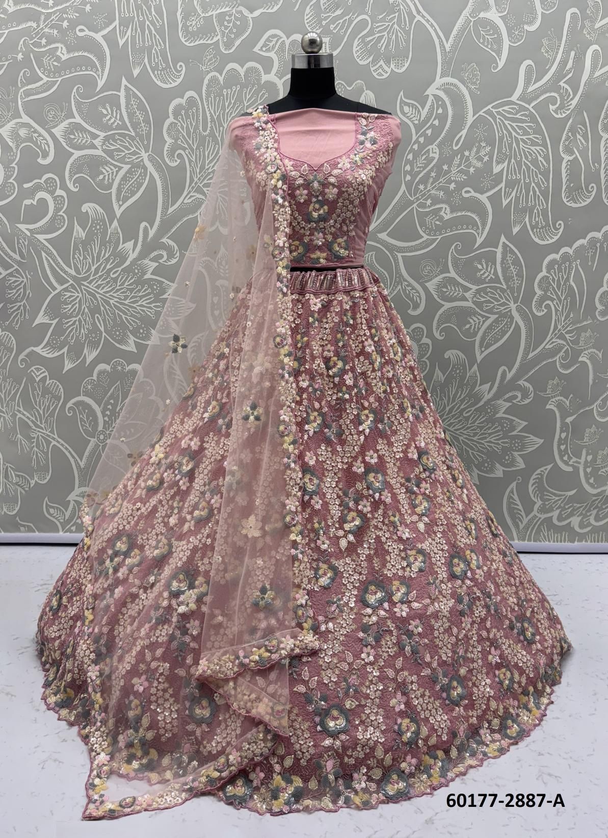SERIES 2886 - Catalog # 60177 (Set of 22 Semi-Stitched Lehengas) by Brand JAGRAASA