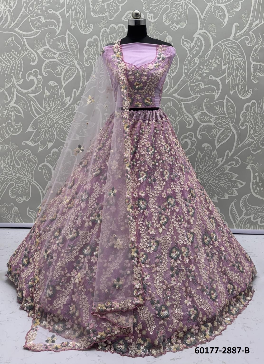 SERIES 2886 - Catalog # 60177 (Set of 22 Semi-Stitched Lehengas) by Brand JAGRAASA