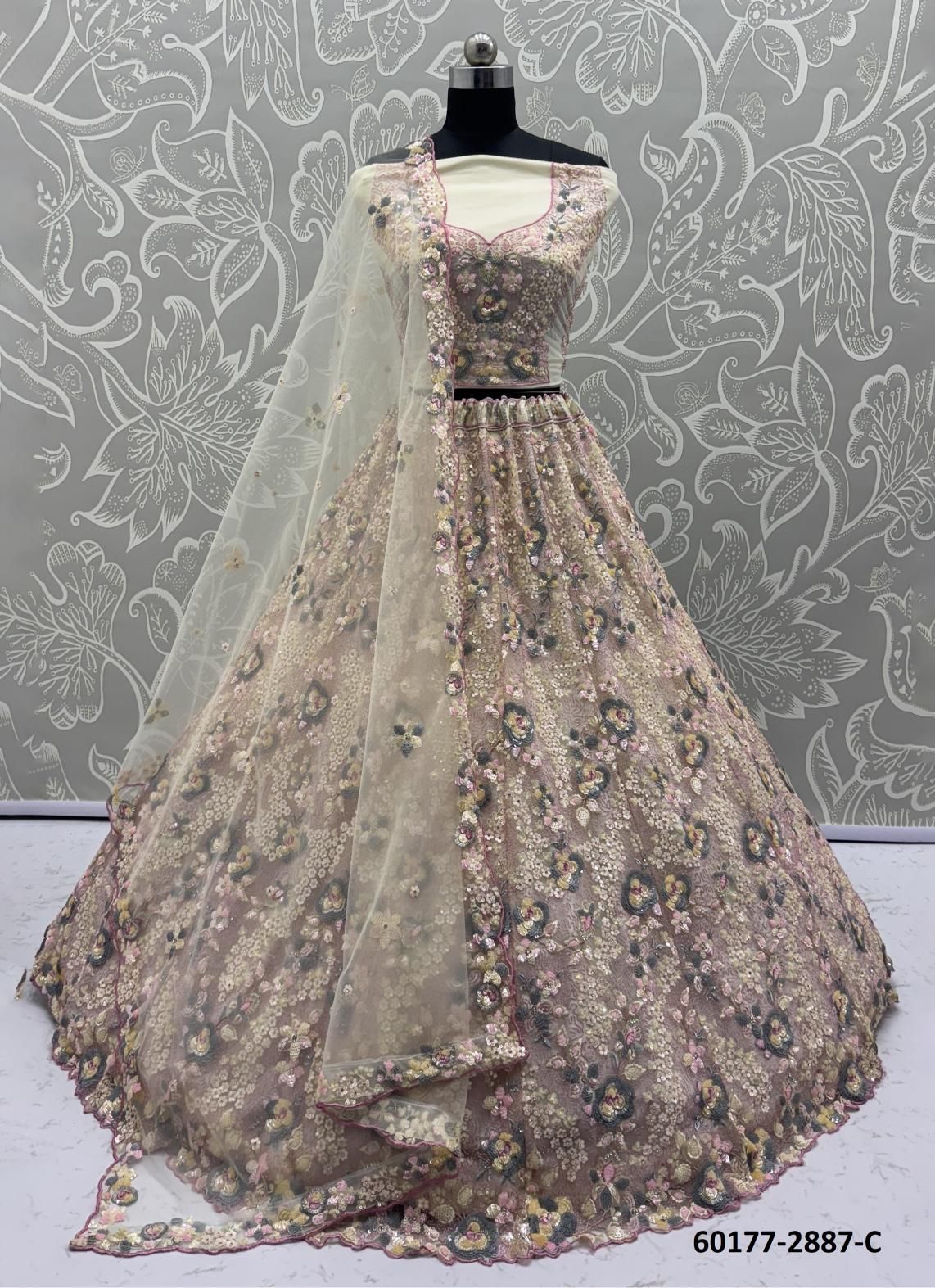 SERIES 2886 - Catalog # 60177 (Set of 22 Semi-Stitched Lehengas) by Brand JAGRAASA