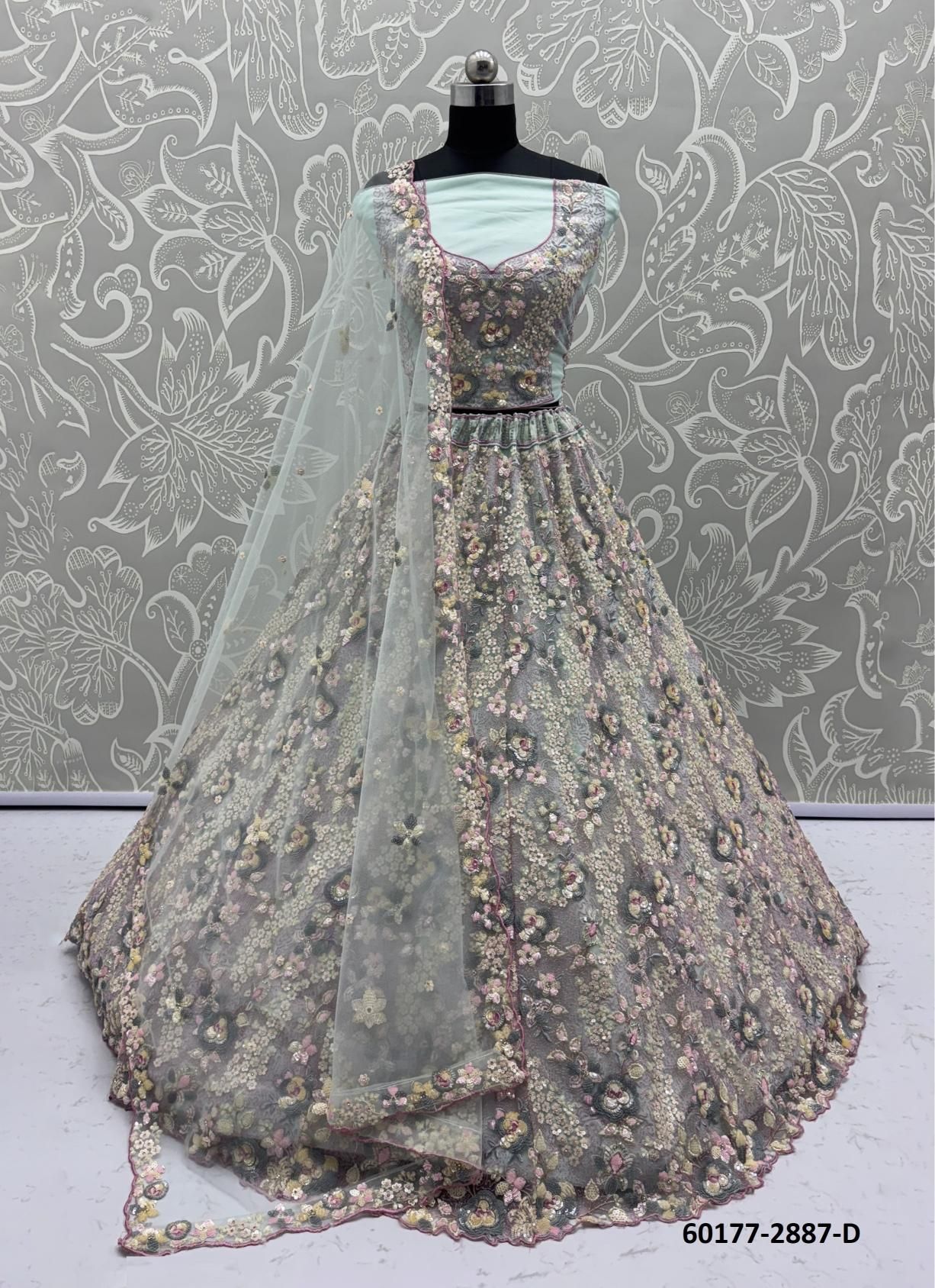 SERIES 2886 - Catalog # 60177 (Set of 22 Semi-Stitched Lehengas) by Brand JAGRAASA