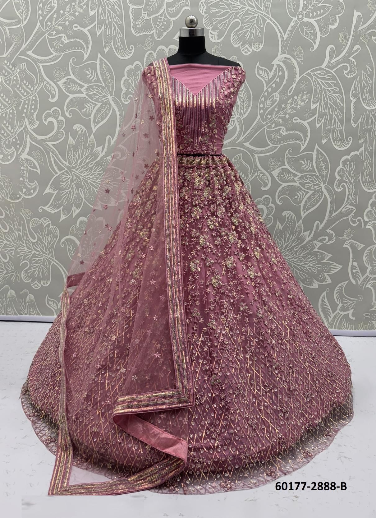 SERIES 2886 - Catalog # 60177 (Set of 22 Semi-Stitched Lehengas) by Brand JAGRAASA