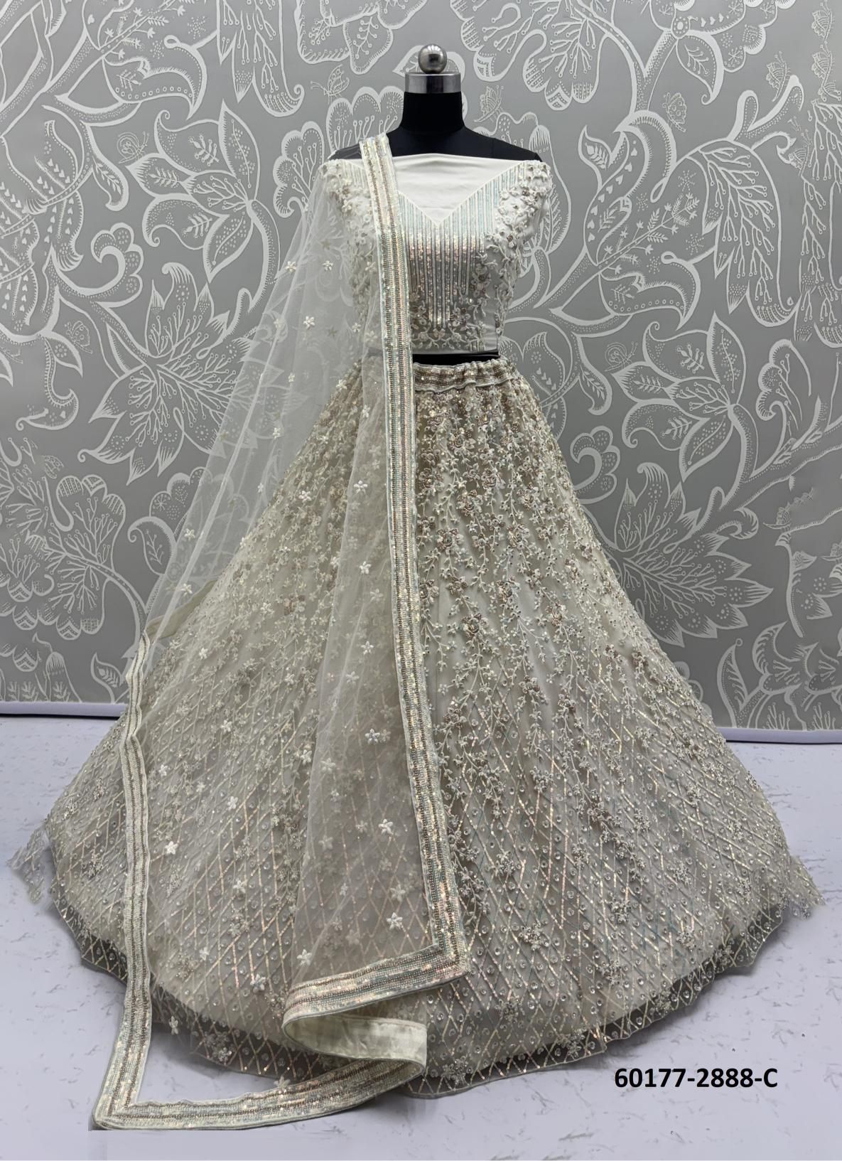 SERIES 2886 - Catalog # 60177 (Set of 22 Semi-Stitched Lehengas) by Brand JAGRAASA