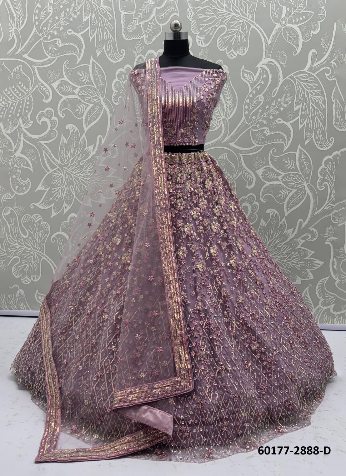 SERIES 2886 - Catalog # 60177 (Set of 22 Semi-Stitched Lehengas) by Brand JAGRAASA