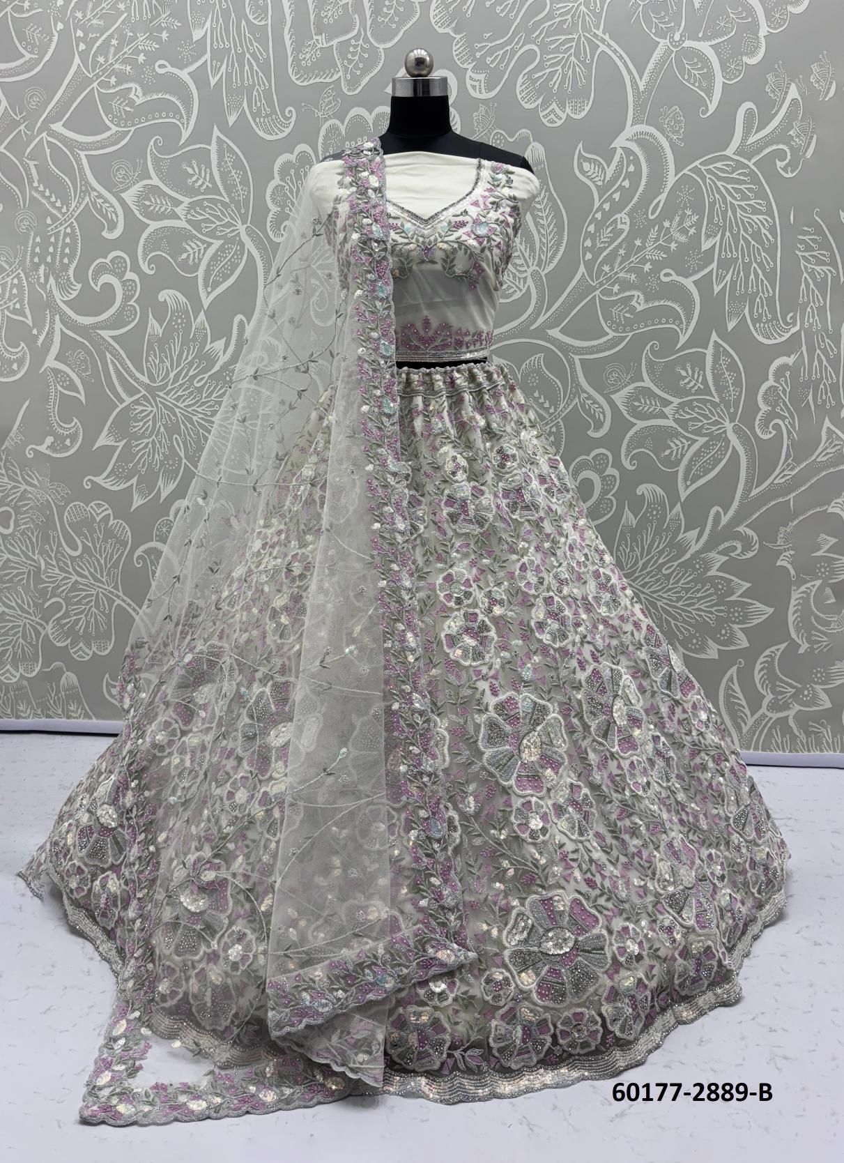 SERIES 2886 - Catalog # 60177 (Set of 22 Semi-Stitched Lehengas) by Brand JAGRAASA