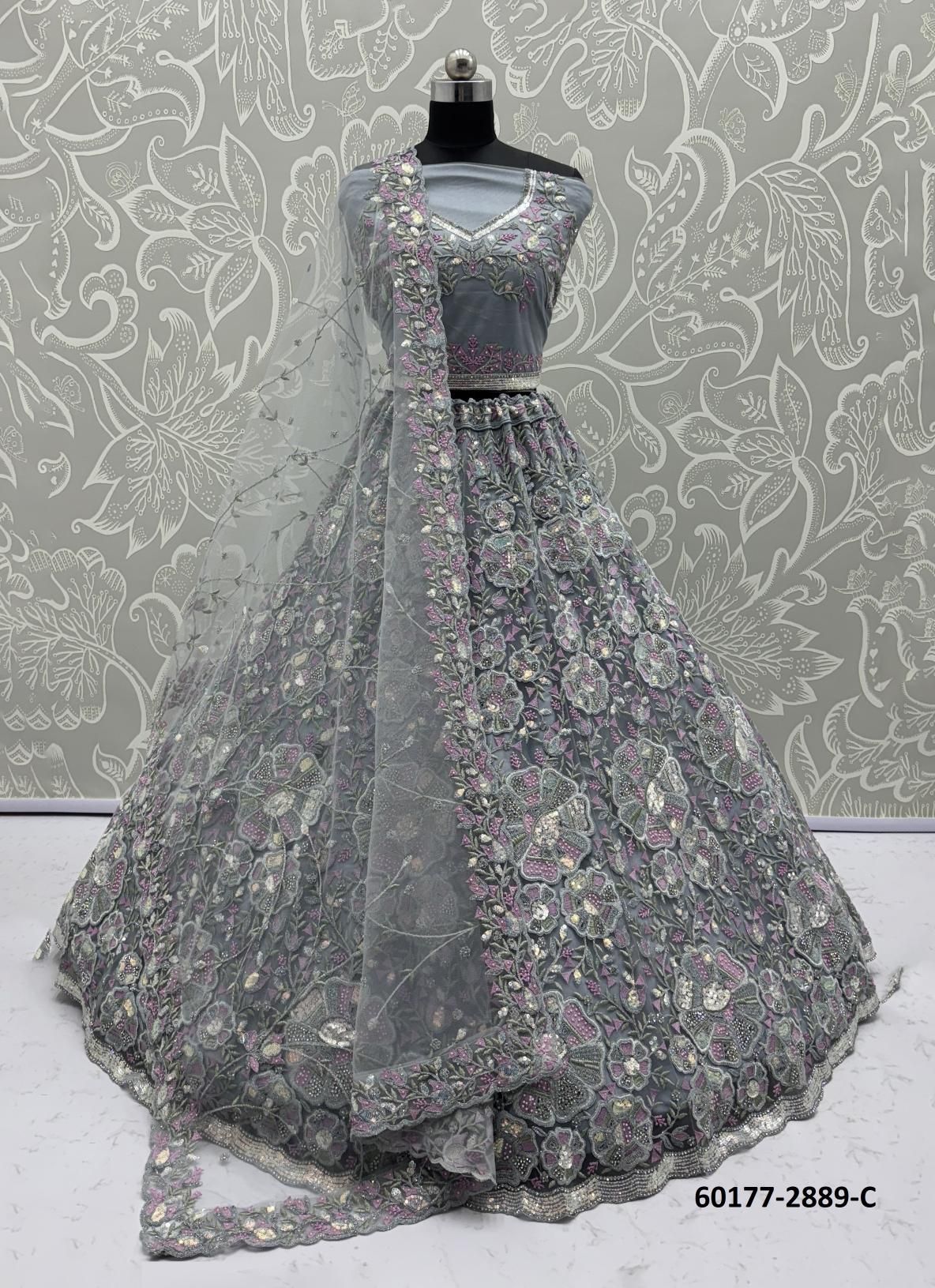 SERIES 2886 - Catalog # 60177 (Set of 22 Semi-Stitched Lehengas) by Brand JAGRAASA
