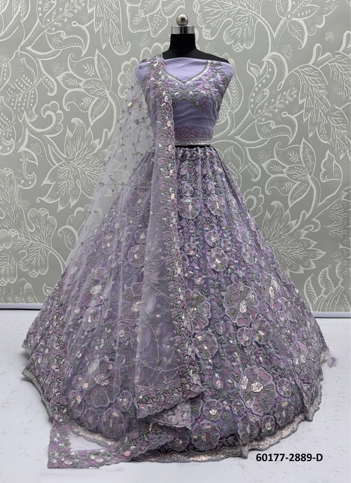 SERIES 2886 - Catalog # 60177 (Set of 22 Semi-Stitched Lehengas) by Brand JAGRAASA