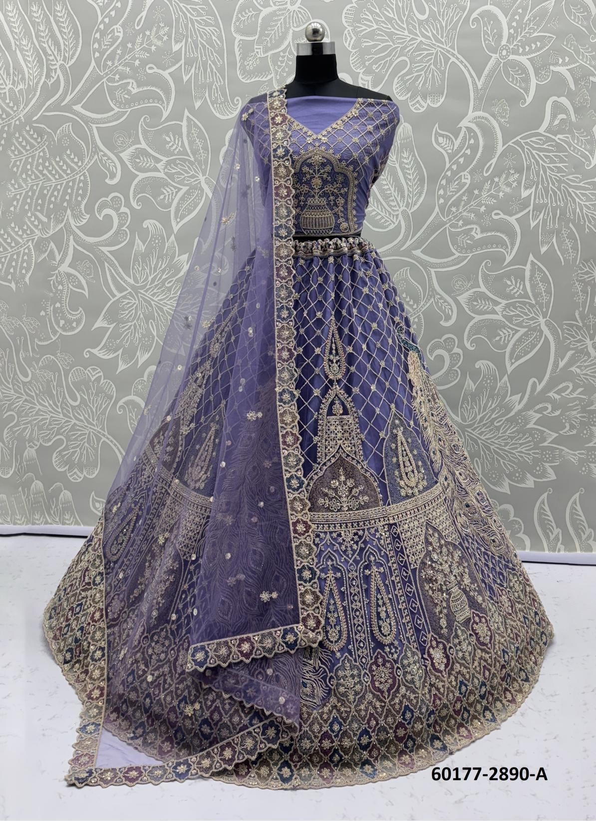 SERIES 2886 - Catalog # 60177 (Set of 22 Semi-Stitched Lehengas) by Brand JAGRAASA