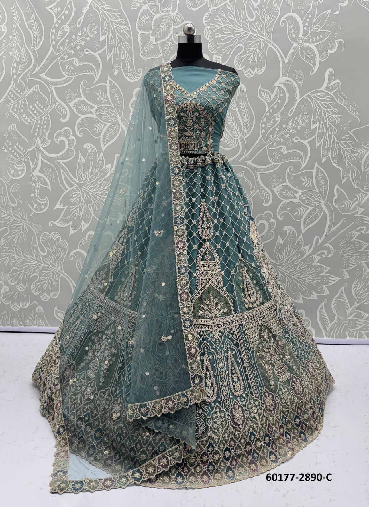 SERIES 2886 - Catalog # 60177 (Set of 22 Semi-Stitched Lehengas) by Brand JAGRAASA