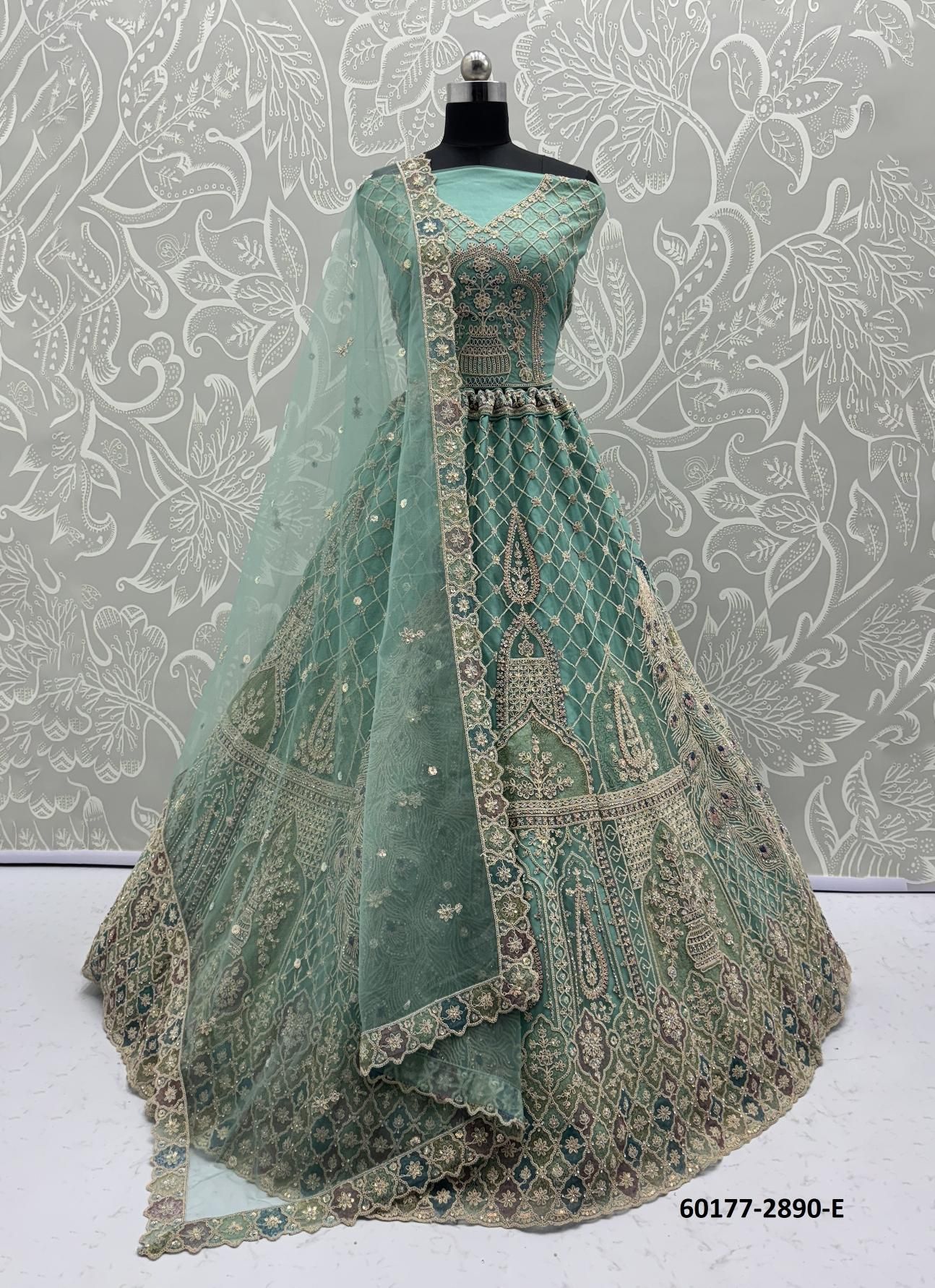 SERIES 2886 - Catalog # 60177 (Set of 22 Semi-Stitched Lehengas) by Brand JAGRAASA
