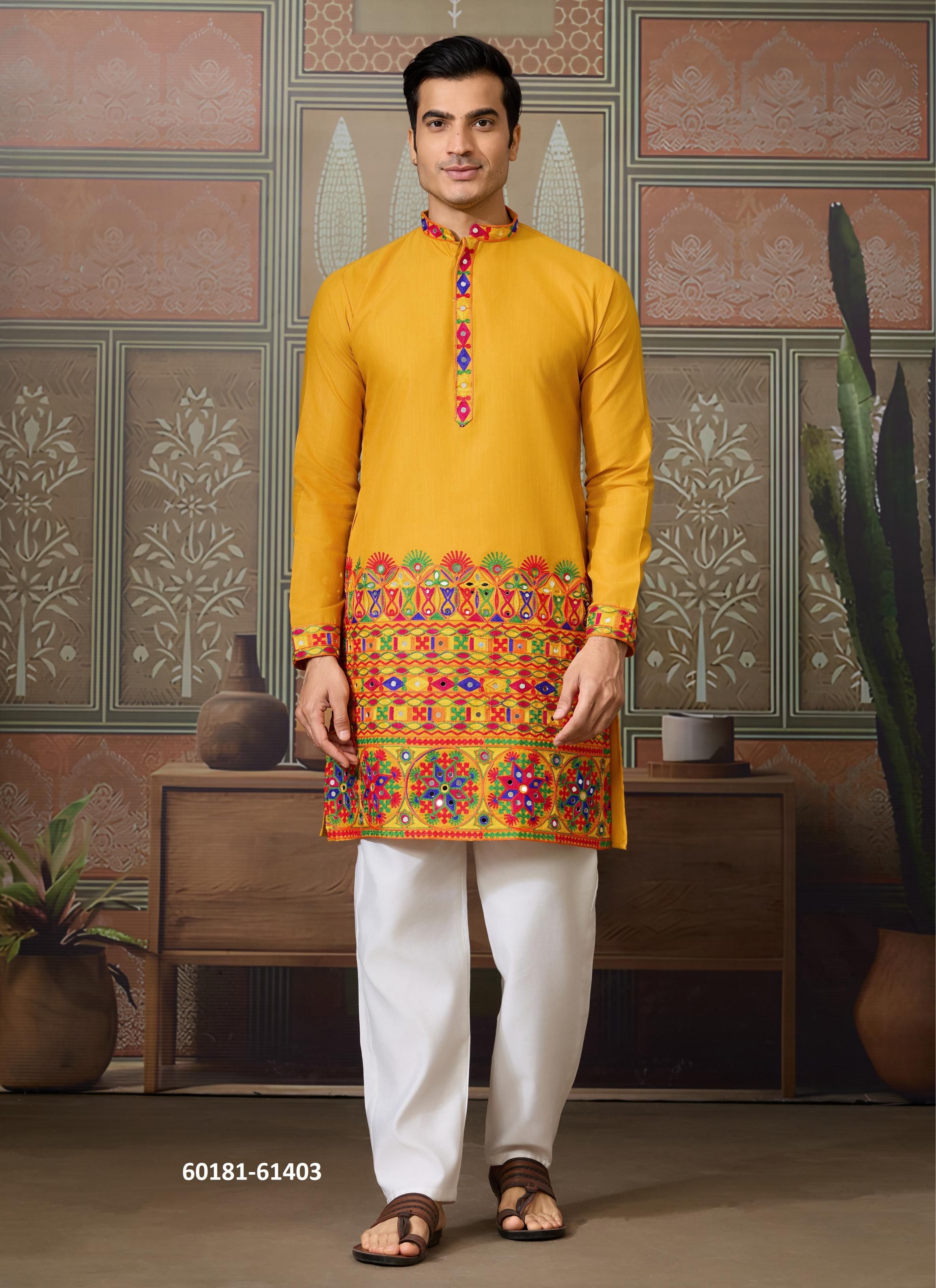 RAJWADI RAAS 3 - Catalog # 60181 (Set of 6 Men's Ethnic Wear) by Brand JAGRAASA