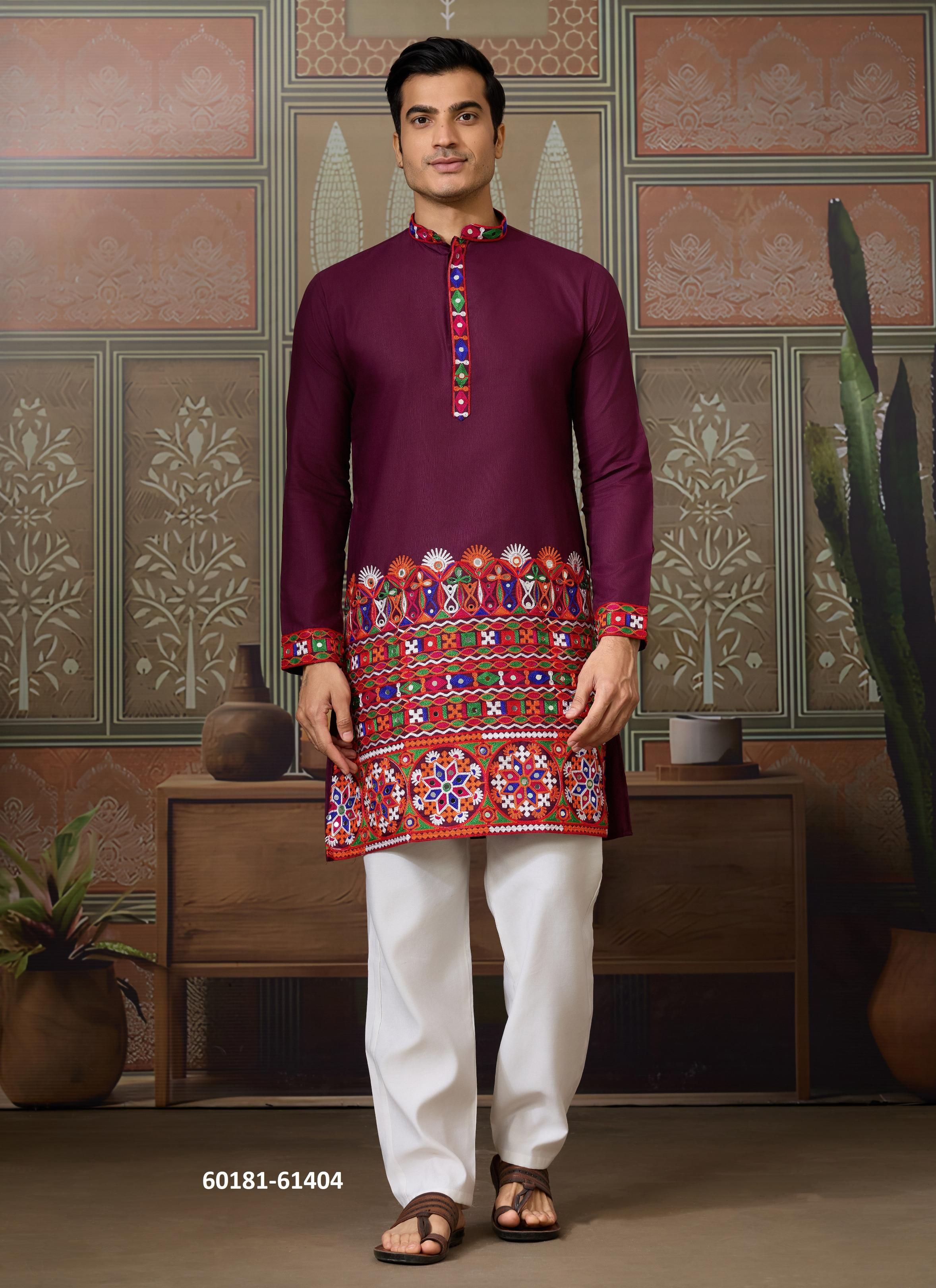 RAJWADI RAAS 3 - Catalog # 60181 (Set of 6 Men's Ethnic Wear) by Brand JAGRAASA