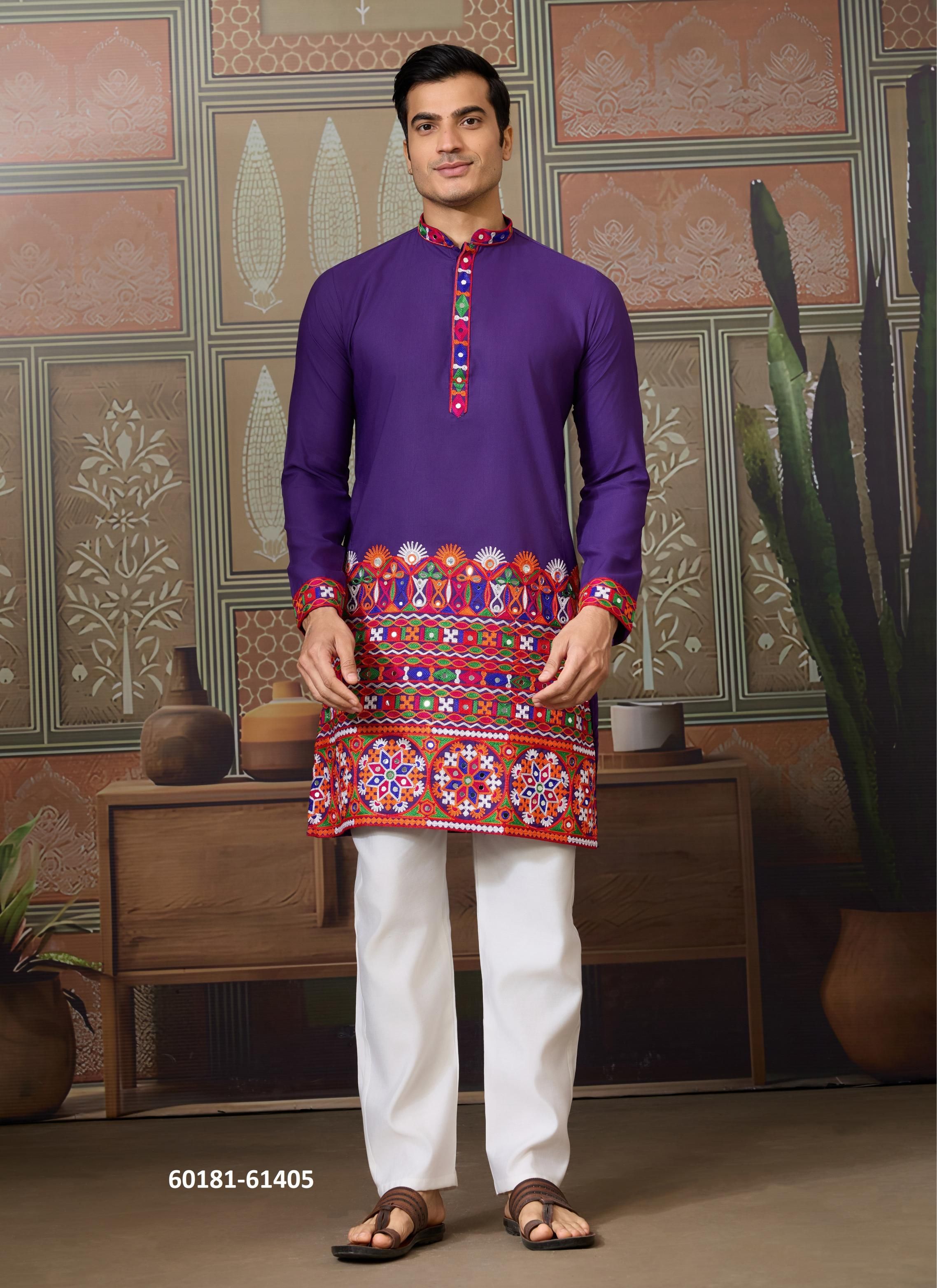 RAJWADI RAAS 3 - Catalog # 60181 (Set of 6 Men's Ethnic Wear) by Brand JAGRAASA
