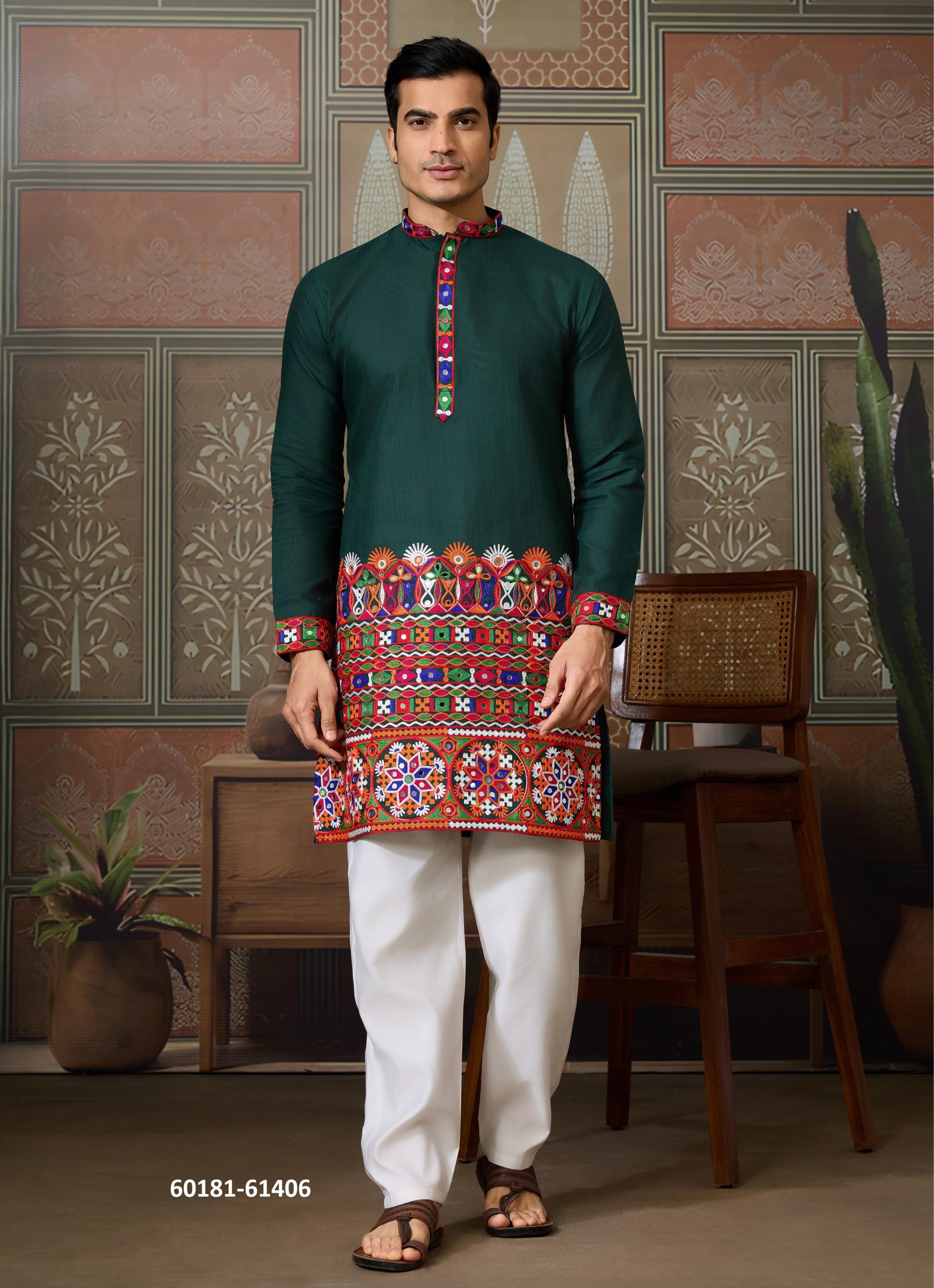 RAJWADI RAAS 3 - Catalog # 60181 (Set of 6 Men's Ethnic Wear) by Brand JAGRAASA