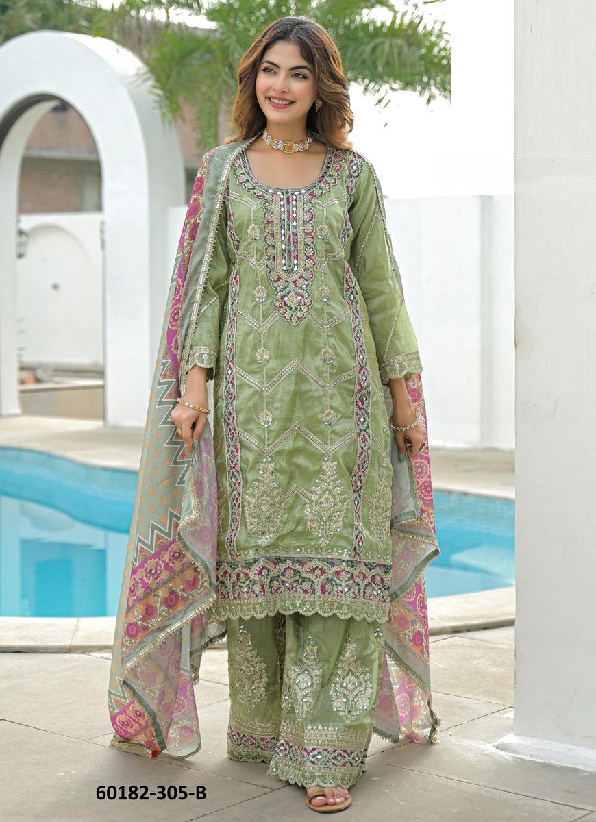 LAVENDER CHARM - Catalog # 60182 (Set of 4 SIZE-SETS [Readymade Salwar Suits]) by Brand AFSANA