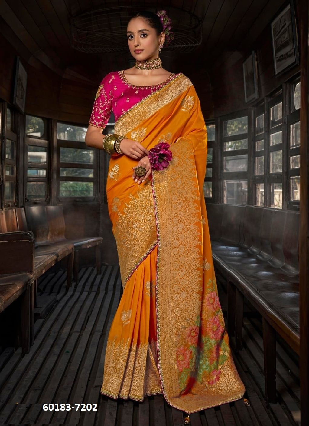KRISHA - Catalog # 60183 (Set of 6 Sarees) by Brand KIRA FASHIONS