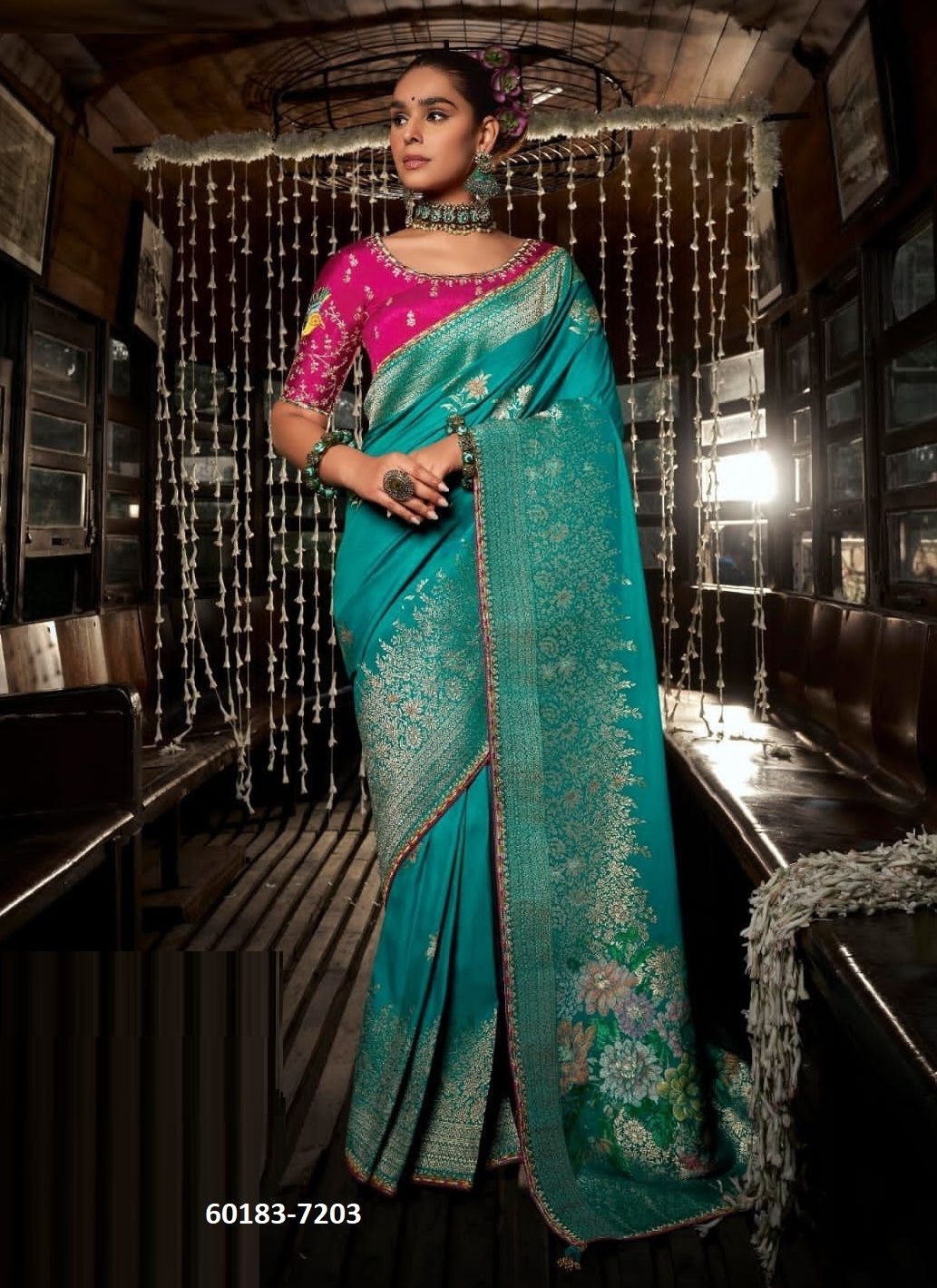 KRISHA - Catalog # 60183 (Set of 6 Sarees) by Brand KIRA FASHIONS