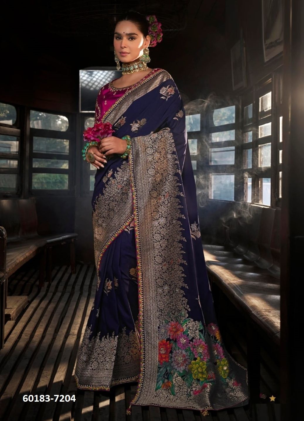 KRISHA - Catalog # 60183 (Set of 6 Sarees) by Brand KIRA FASHIONS