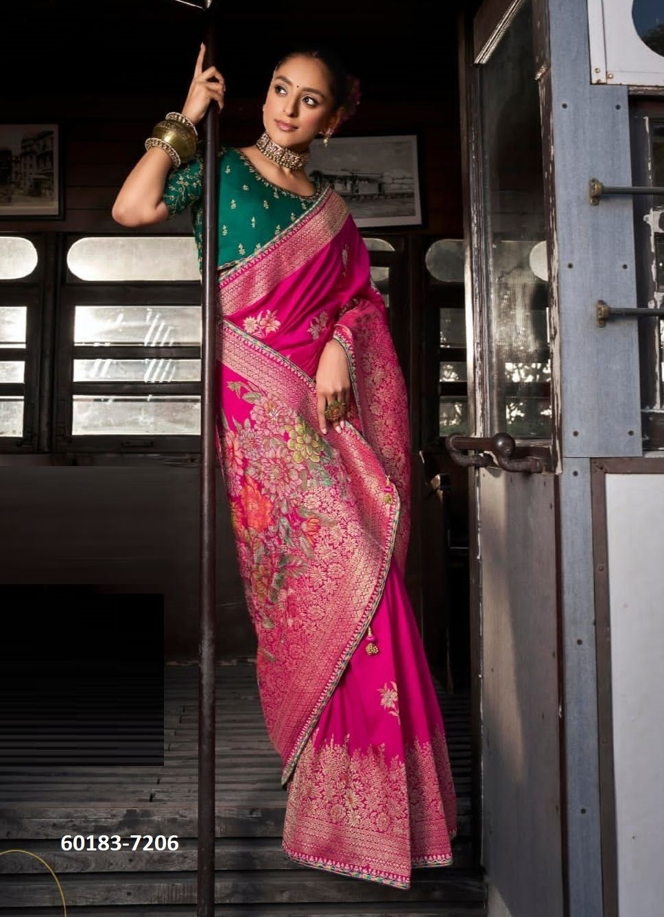 KRISHA - Catalog # 60183 (Set of 6 Sarees) by Brand KIRA FASHIONS