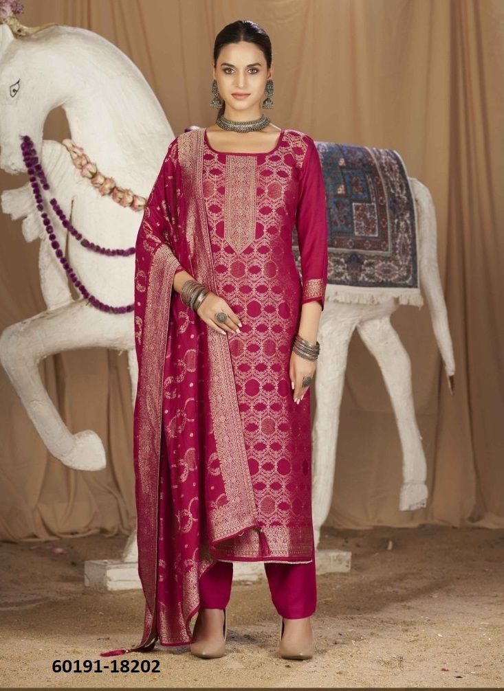 HANSHIKA 4 - Catalog # 60191 (Set of 6 Semi-Stitched / Un-Stitched Suits) by Brand KALARANG