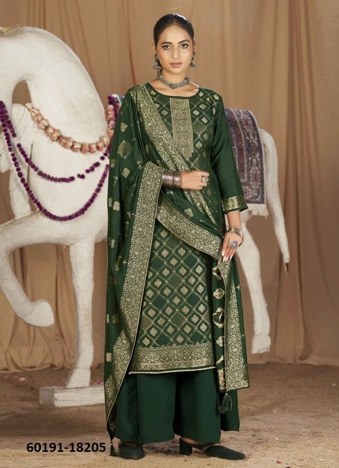 HANSHIKA 4 - Catalog # 60191 (Set of 6 Semi-Stitched / Un-Stitched Suits) by Brand KALARANG