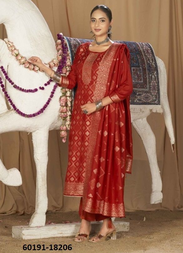 HANSHIKA 4 - Catalog # 60191 (Set of 6 Semi-Stitched / Un-Stitched Suits) by Brand KALARANG