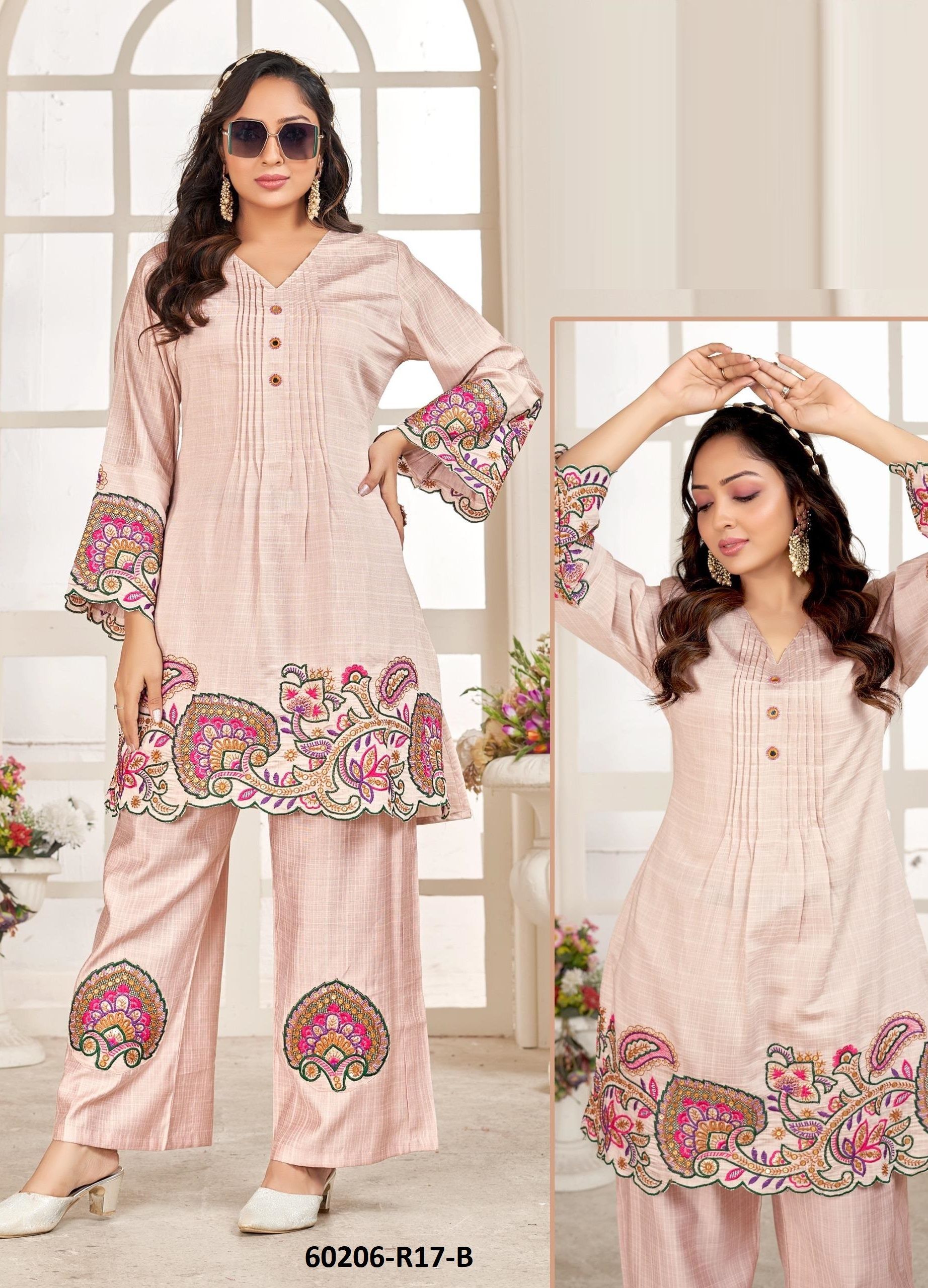 NAVRATRI WEAR CO-ORD SETS R17 - Catalog # 60206 (Set of 4 SIZE-SETS [Tops With Bottoms]) by Brand DESI MUSE