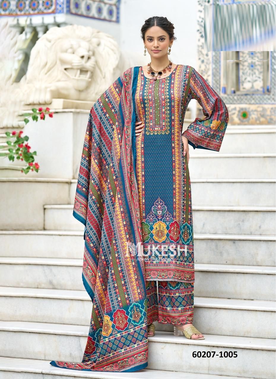 TANAYA - Catalog # 60207 (Set of 6 Readymade Salwar Suits) by Brand MUKESH