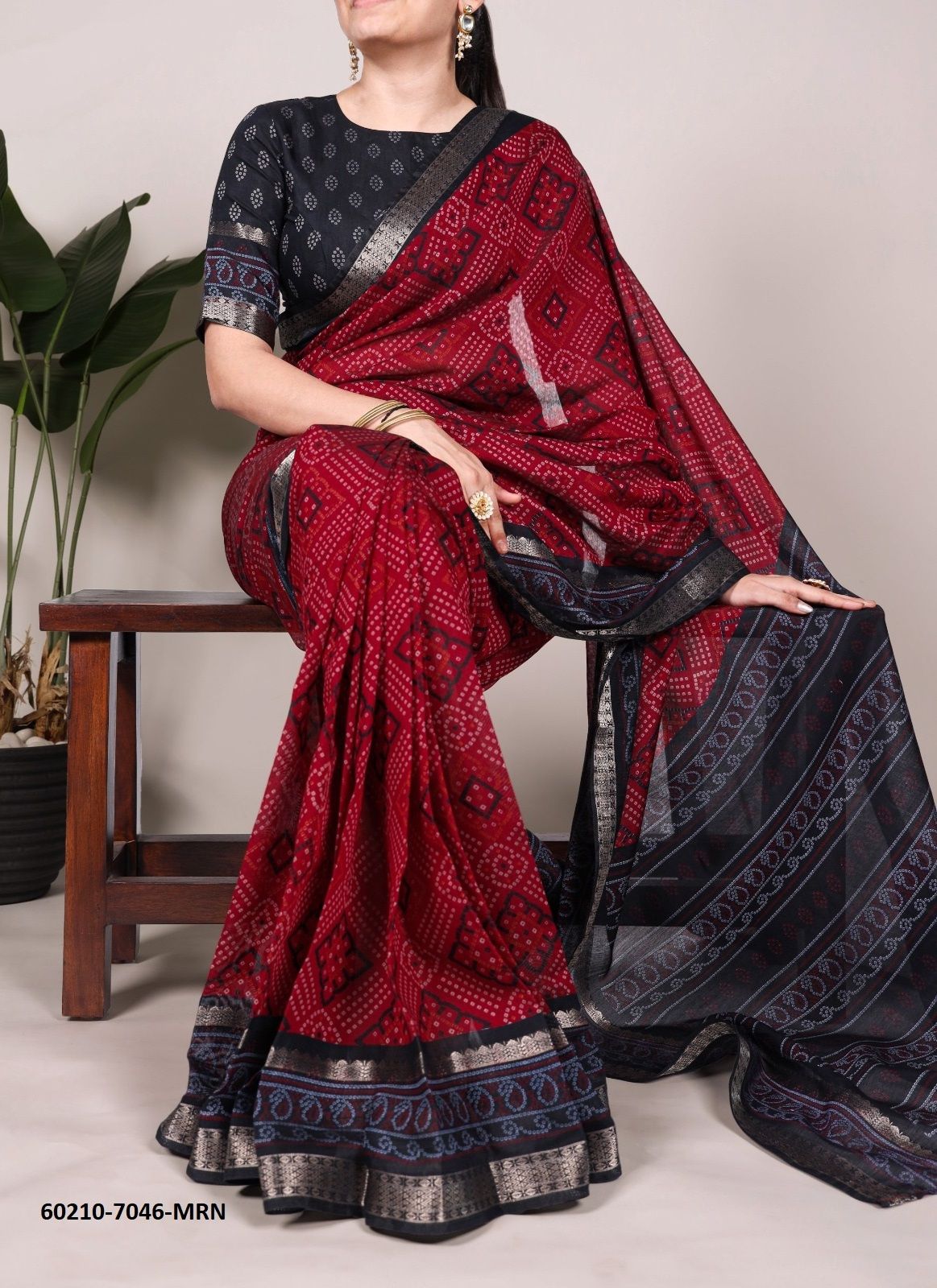 BANDHANI SERIES 7046 - Catalog # 60210 (Set of 4 Sarees) by Brand JAGRAASA