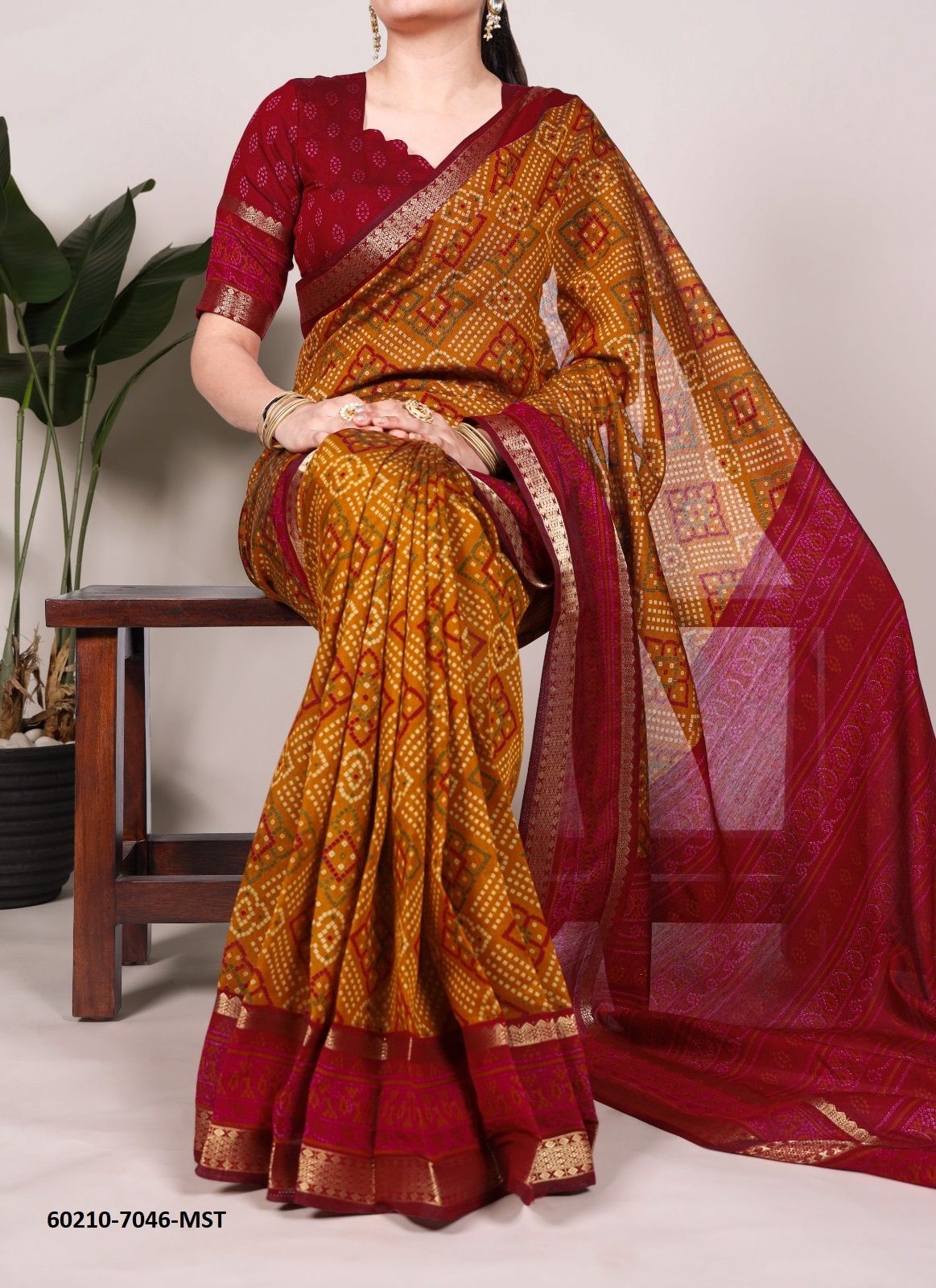 BANDHANI SERIES 7046 - Catalog # 60210 (Set of 4 Sarees) by Brand JAGRAASA
