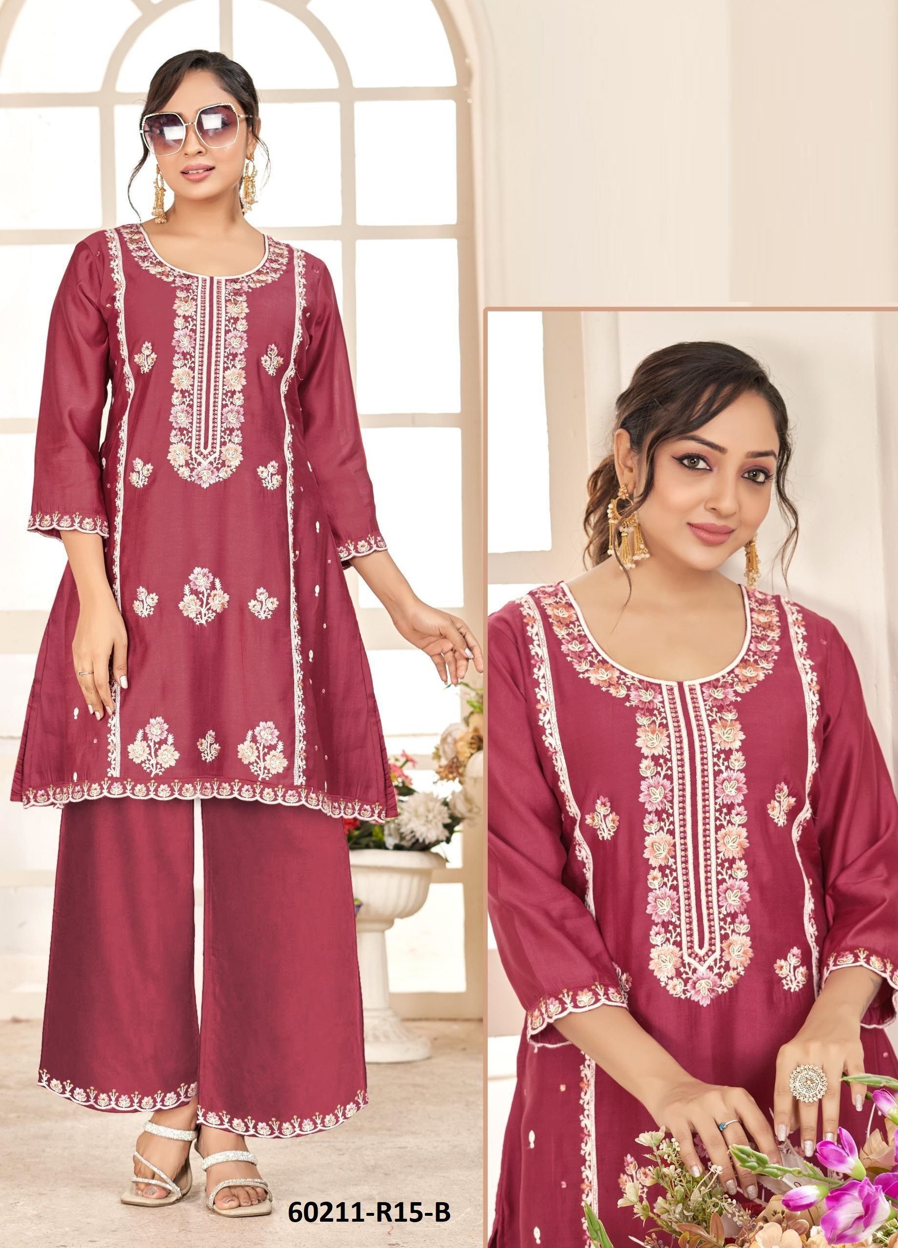 CHANDERI THREADS R15 - Catalog # 60211 (Set of 7 SIZE-SETS [Tops With Bottoms]) by Brand DESI MUSE