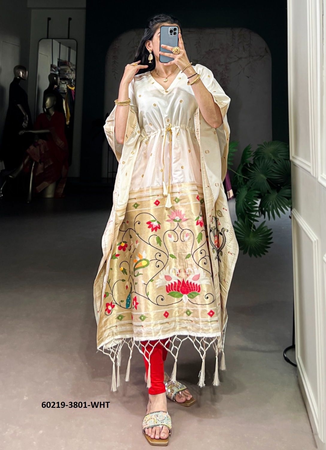 PAITHANI SILK JACQUARD - Catalog # 60219 (Set of 6 Kaftans / Ponchos) by Brand DESI MUSE PAITHANI SILK JACQUARD - Catalog # 60219 (Set of 6 Kaftans / Ponchos) by Brand DESI MUSE