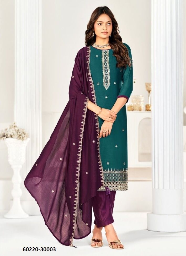 AARZOO - Catalog # 60220 (Set of 12 Readymade Salwar Suits) by Brand JAGRAASA