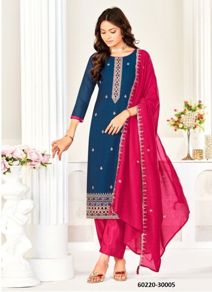 AARZOO - Catalog # 60220 (Set of 12 Readymade Salwar Suits) by Brand JAGRAASA
