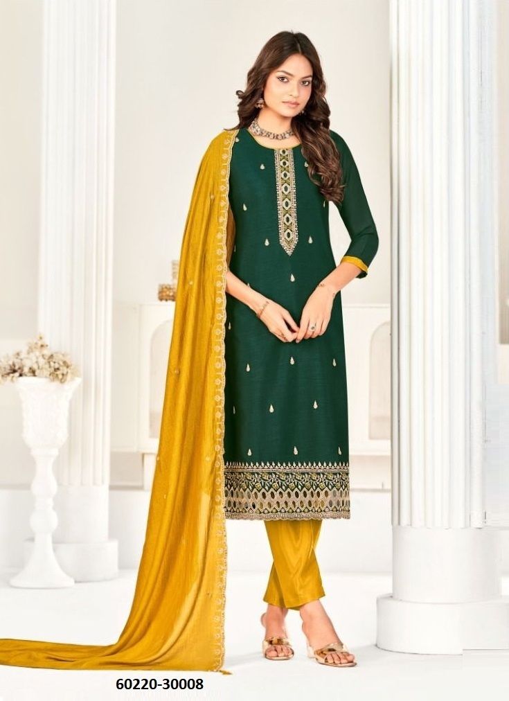 AARZOO - Catalog # 60220 (Set of 12 Readymade Salwar Suits) by Brand JAGRAASA
