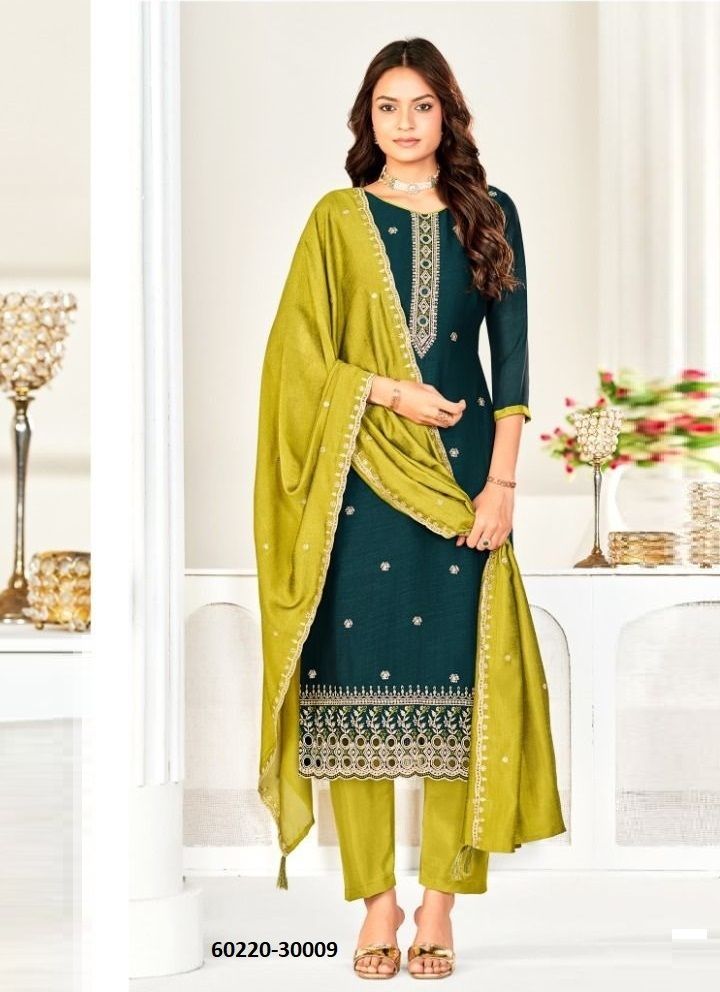 AARZOO - Catalog # 60220 (Set of 12 Readymade Salwar Suits) by Brand JAGRAASA