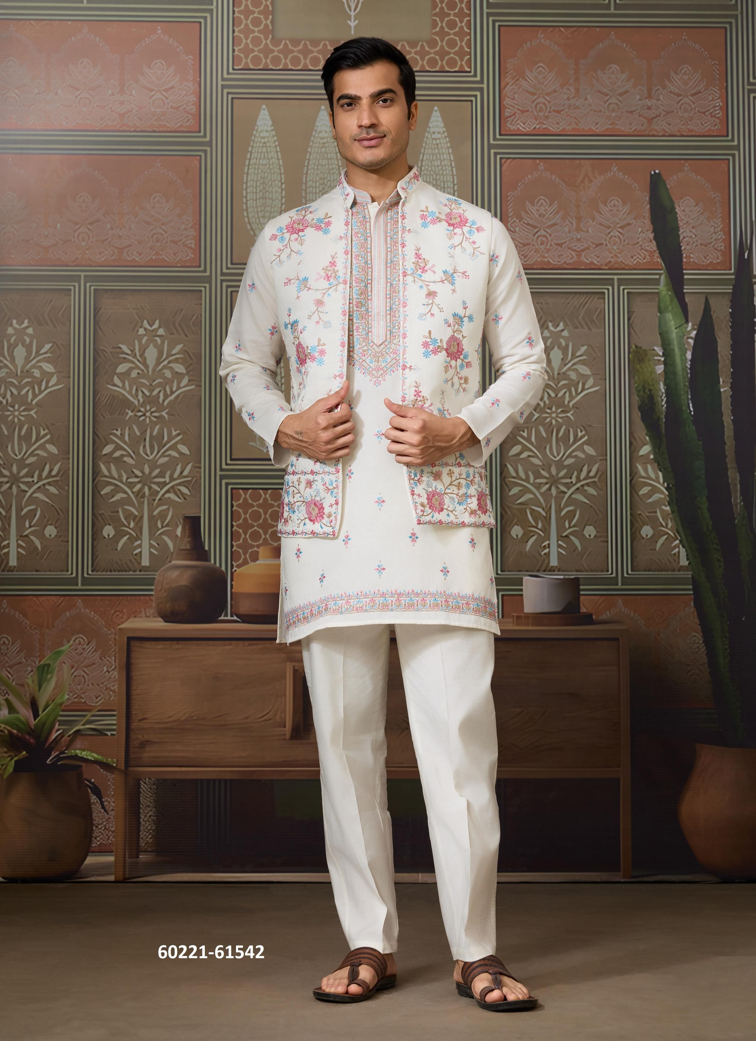 GOLDEN VIRASAT - Catalog # 60221 (Set of 6 Men's Ethnic Wear) by Brand AABHARAN