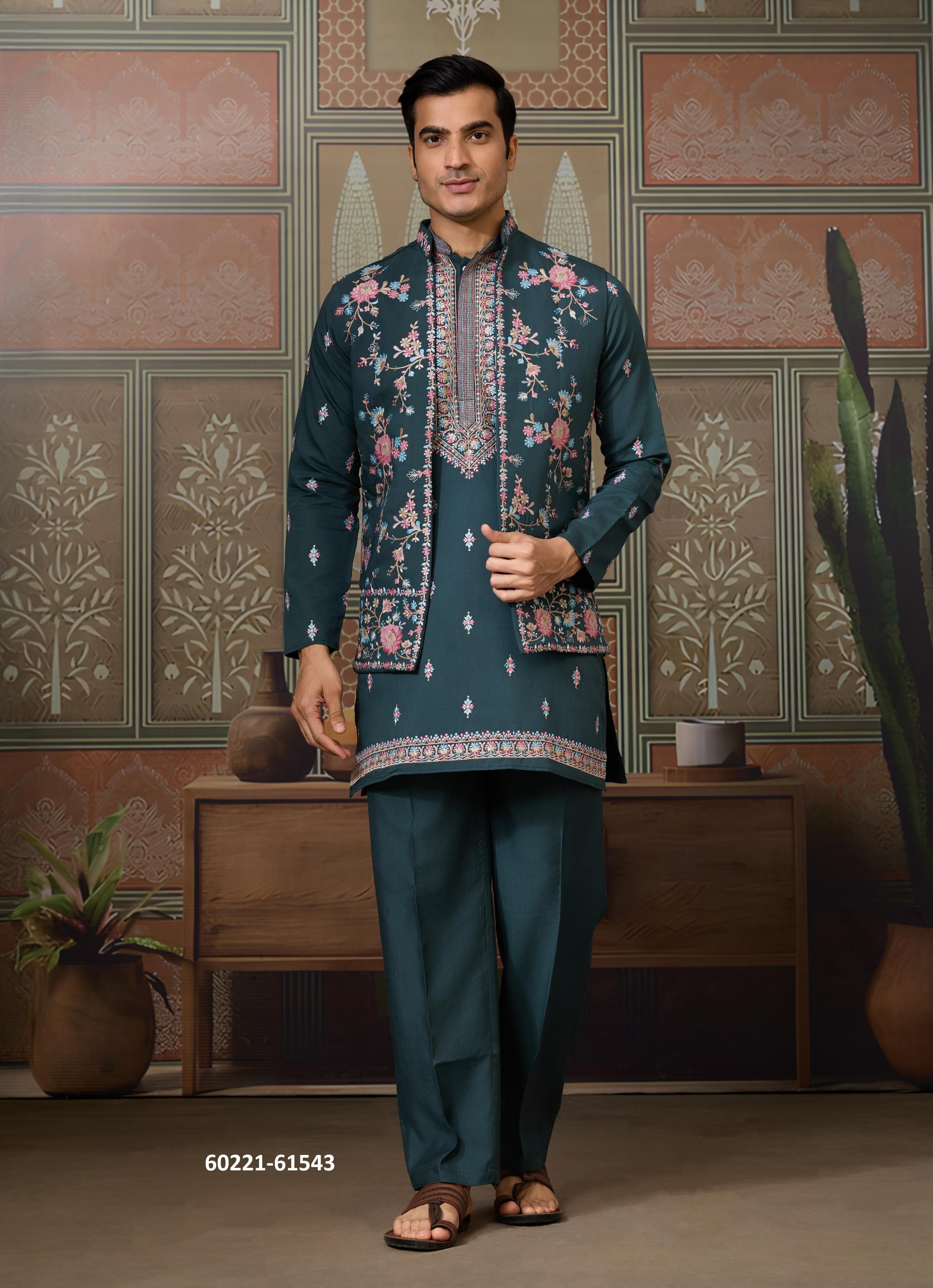 GOLDEN VIRASAT - Catalog # 60221 (Set of 6 Men's Ethnic Wear) by Brand AABHARAN