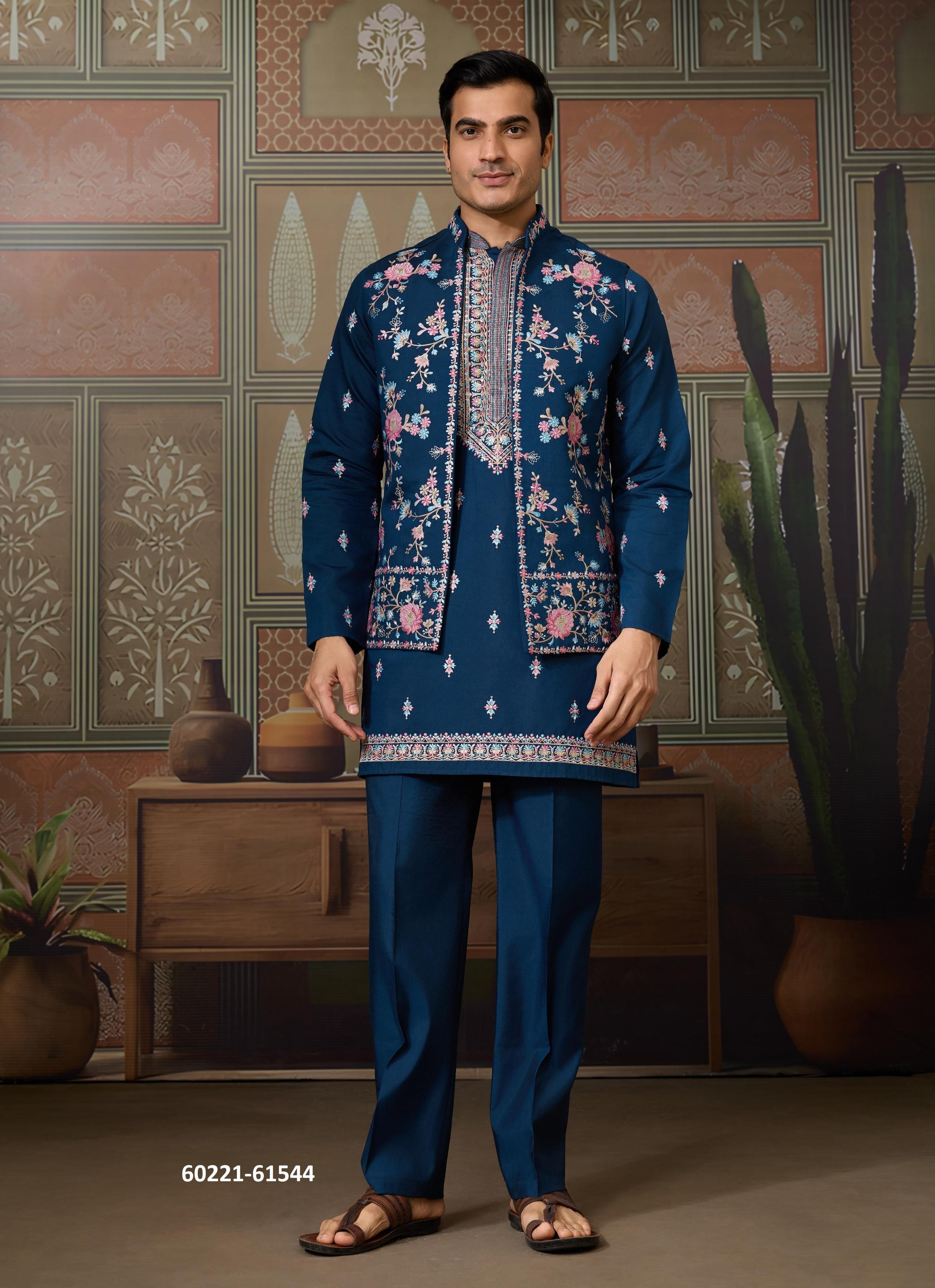 GOLDEN VIRASAT - Catalog # 60221 (Set of 6 Men's Ethnic Wear) by Brand AABHARAN