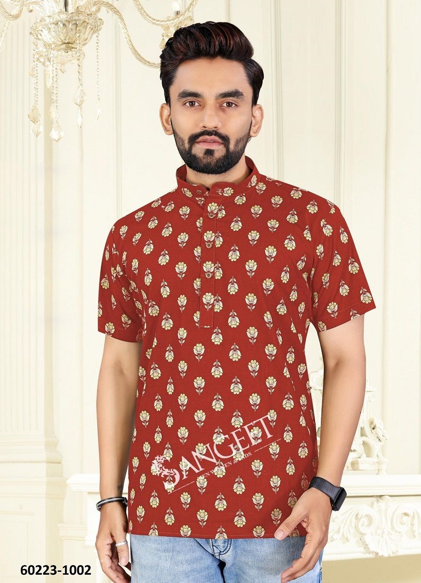 BOMBAY COTTON PRINT - Catalog # 60223 (Set of 4 Men's Ethnic Wear) by Brand SANGEET