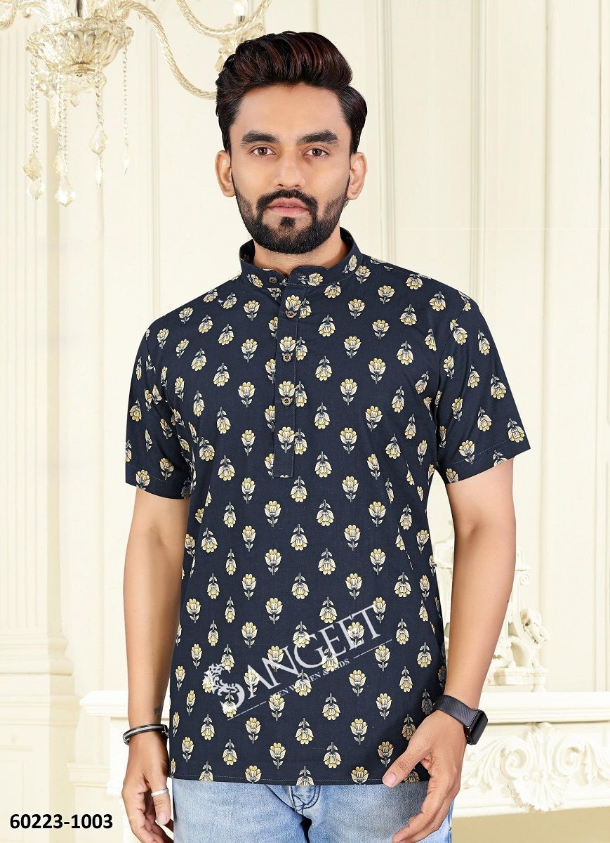 BOMBAY COTTON PRINT - Catalog # 60223 (Set of 4 Men's Ethnic Wear) by Brand SANGEET