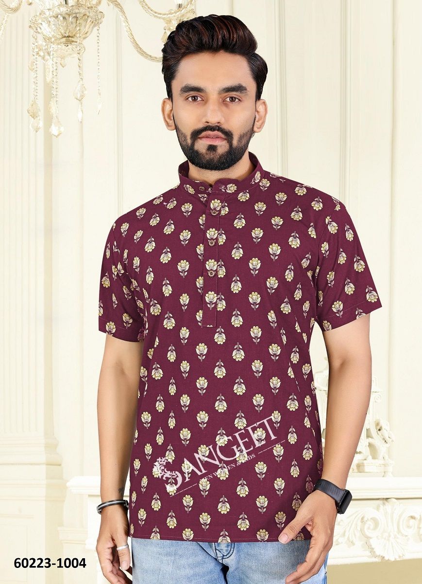 BOMBAY COTTON PRINT - Catalog # 60223 (Set of 4 Men's Ethnic Wear) by Brand SANGEET