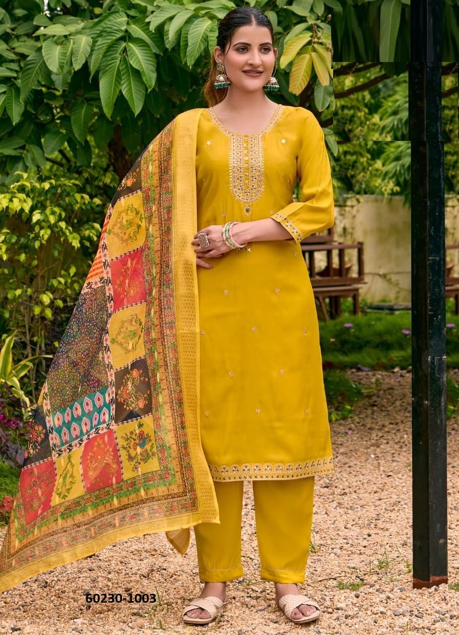 PIHU - Catalog # 60230 (Set of 6 Readymade Salwar Suits) by Brand OSSM