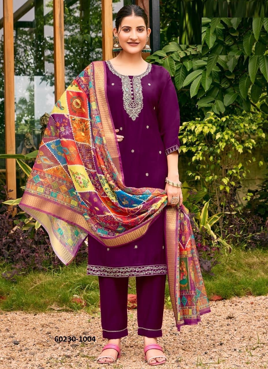 PIHU - Catalog # 60230 (Set of 6 Readymade Salwar Suits) by Brand OSSM
