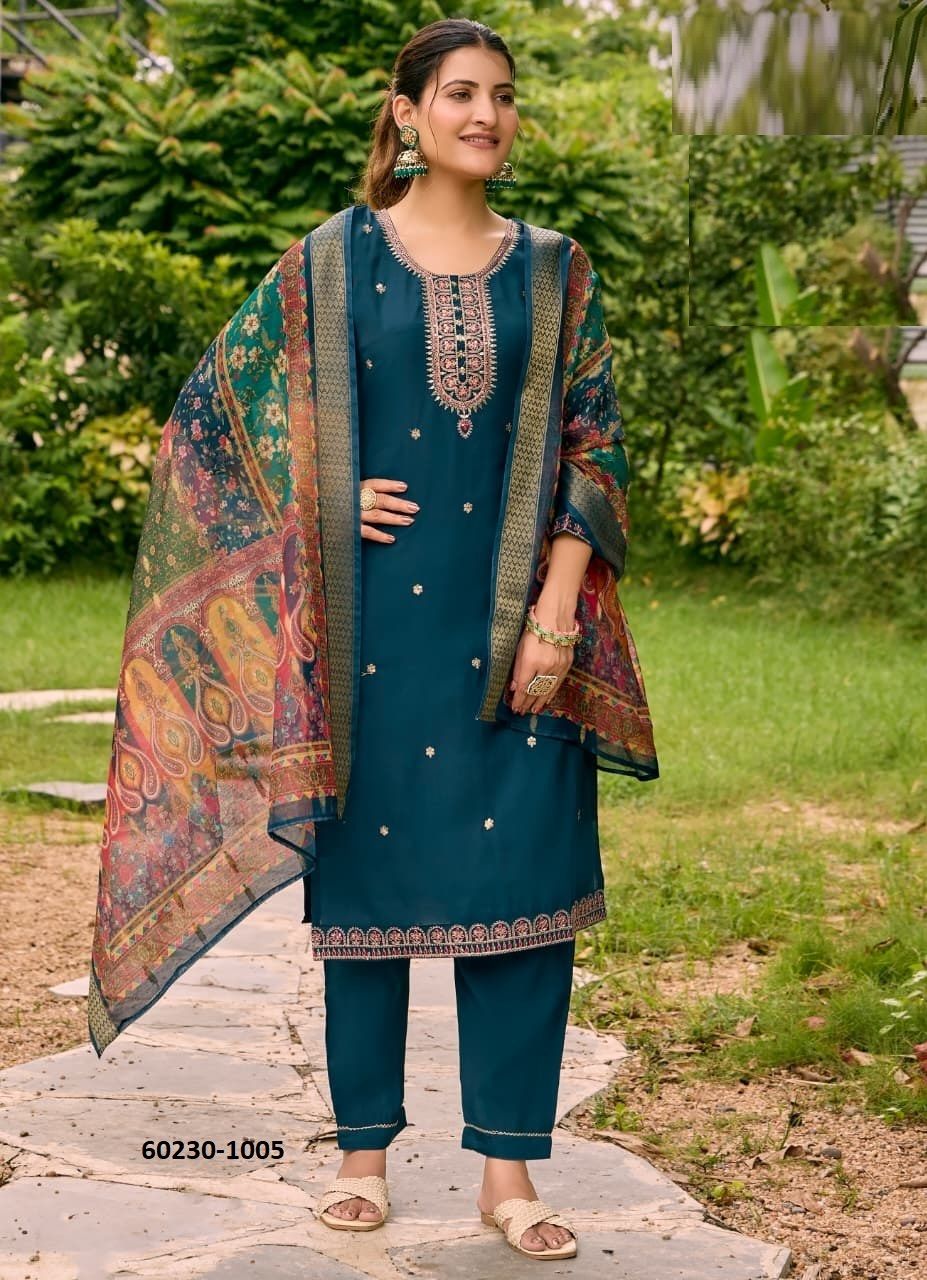 PIHU - Catalog # 60230 (Set of 6 Readymade Salwar Suits) by Brand OSSM
