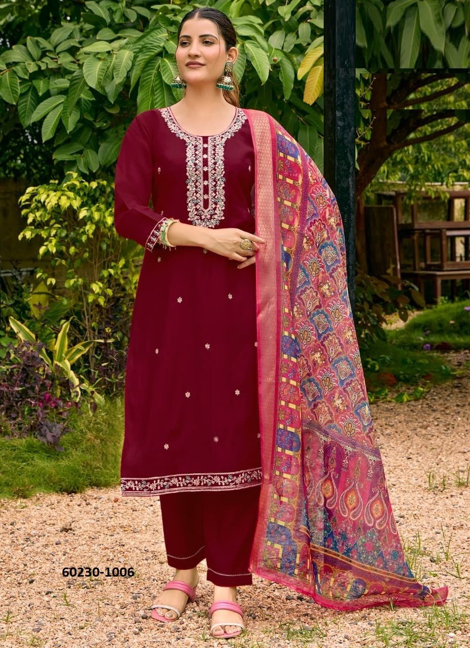 PIHU - Catalog # 60230 (Set of 6 Readymade Salwar Suits) by Brand OSSM