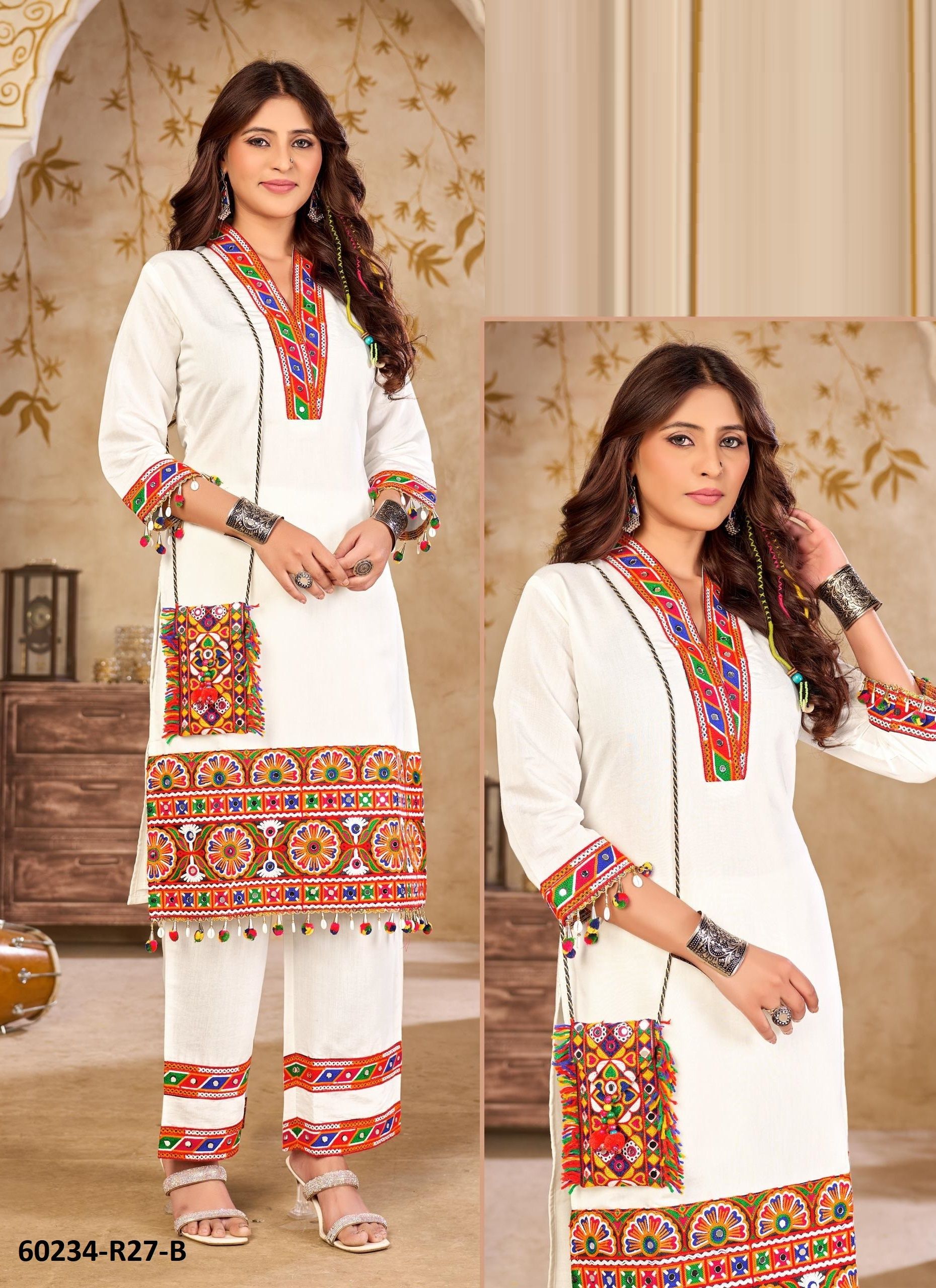 NAVRATRI WEAR CO-ORD SETS R27 - Catalog # 60234 (Set of 4 SIZE-SETS [Tops With Bottoms]) by Brand AABHARAN