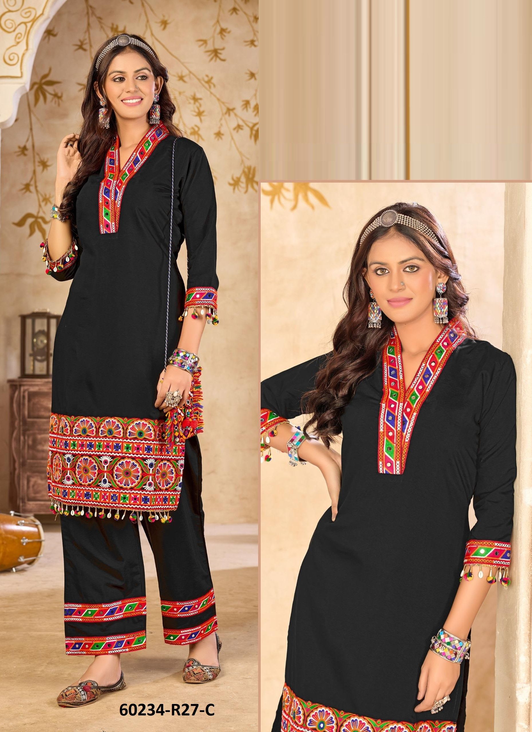 NAVRATRI WEAR CO-ORD SETS R27 - Catalog # 60234 (Set of 4 SIZE-SETS [Tops With Bottoms]) by Brand AABHARAN