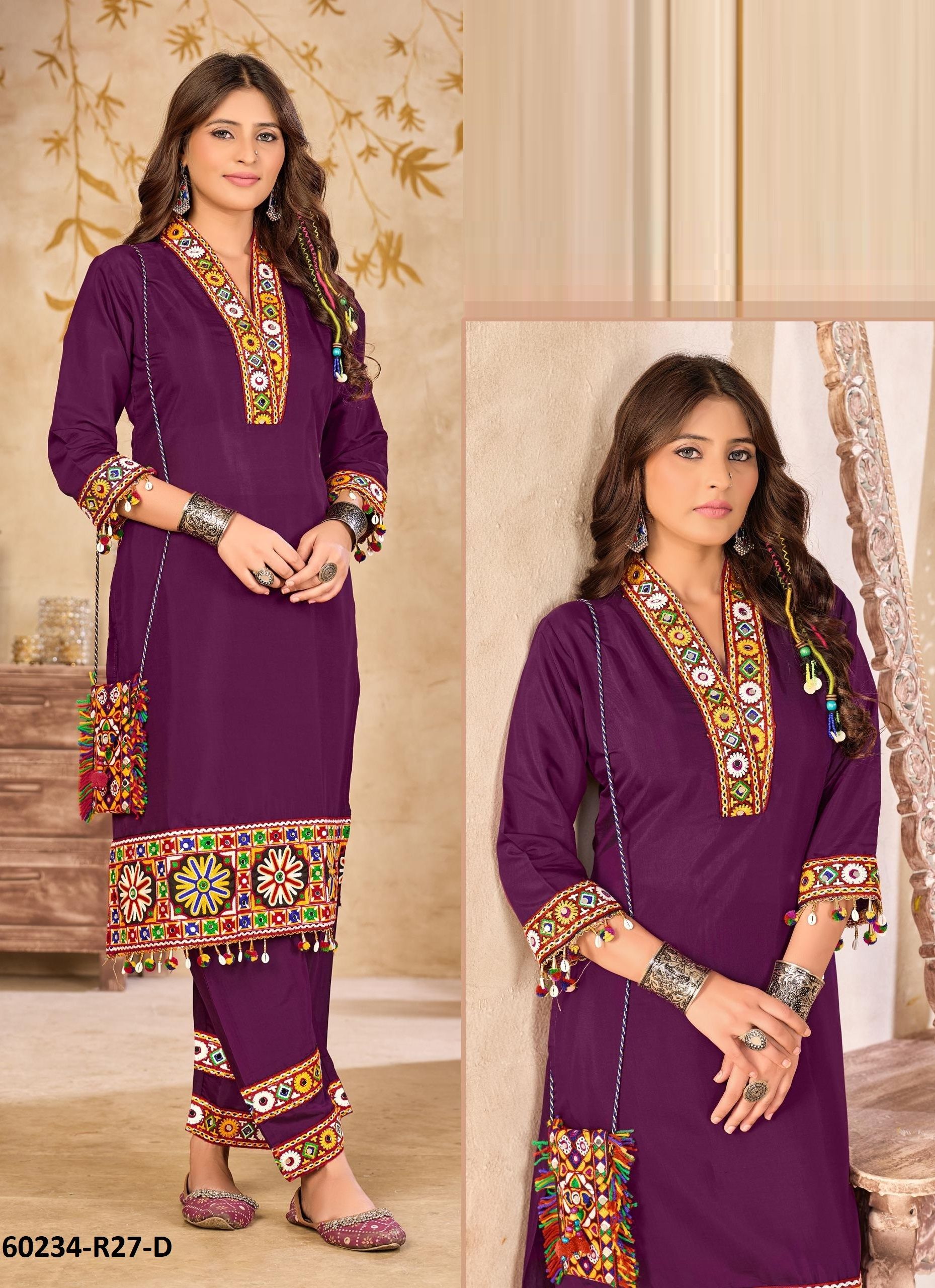 NAVRATRI WEAR CO-ORD SETS R27 - Catalog # 60234 (Set of 4 SIZE-SETS [Tops With Bottoms]) by Brand AABHARAN